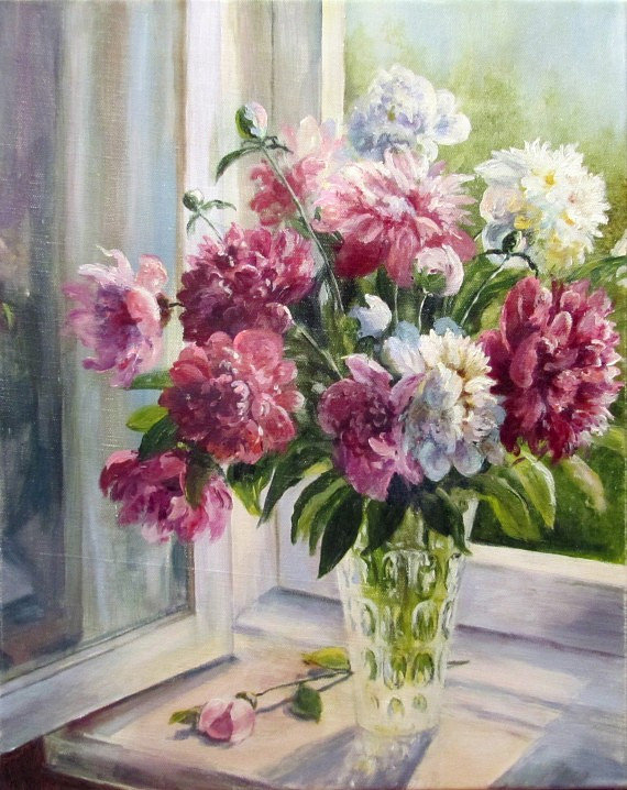 Пионы - натюрморт, цветы - оригинал