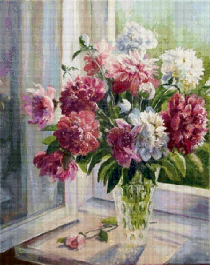 Пионы - цветы, натюрморт - предпросмотр