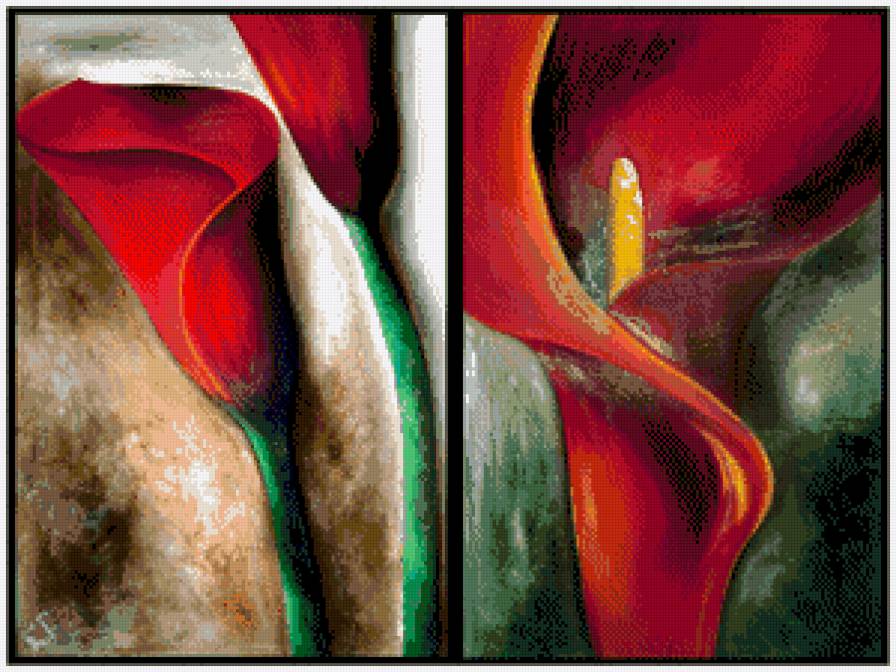 Полиптих "Красные каллы" - полиптих, красные каллы - предпросмотр