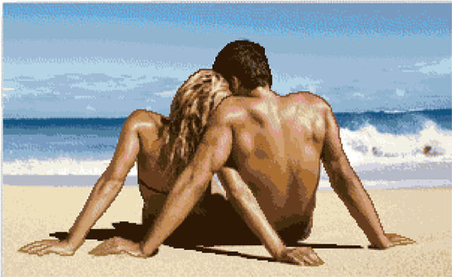 пара на пляже - море, пара, влюбленные, пляж - оригинал