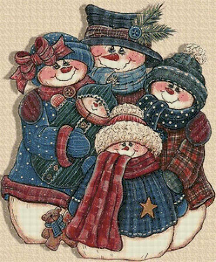Семья снеговиков - новый год - предпросмотр