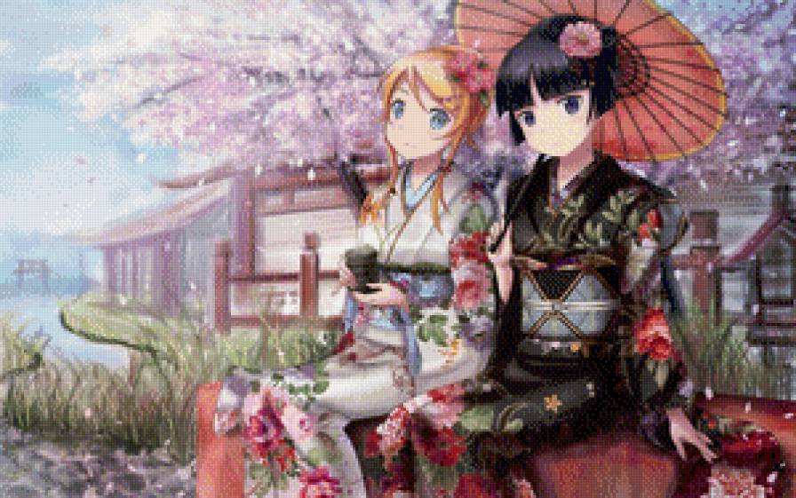 анимэ - девочки, япония, анимэ - предпросмотр