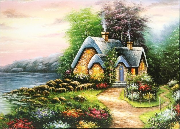 Серия домики - природа, пейзаж - оригинал