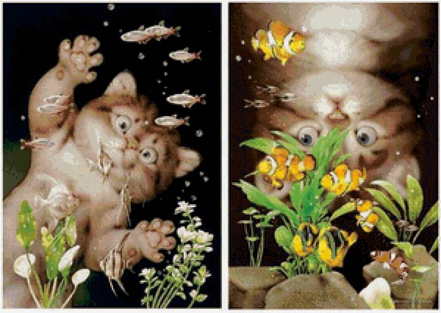 в аквариуме - кот, животные, кошка - предпросмотр