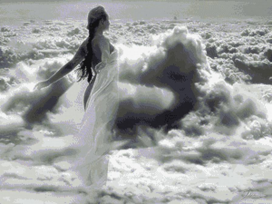 дева - девушка, монохром - предпросмотр