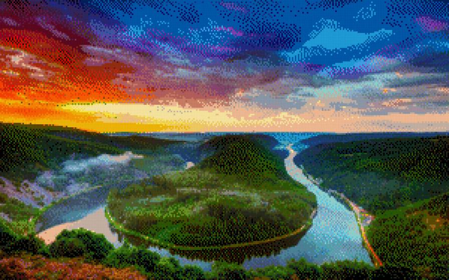 захід над  озером - природа - предпросмотр