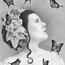 Оригинал схемы вышивки «Леди и бабочки...» (№755020)