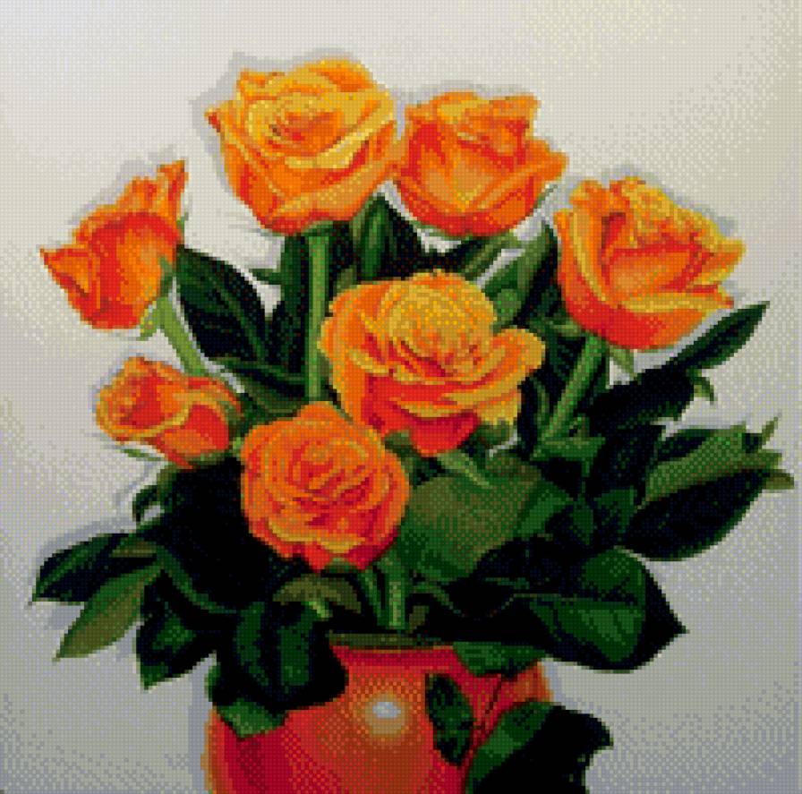 Розы - ваза, букет, картина, розы, цветы - предпросмотр