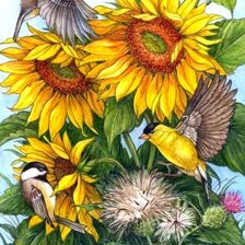 Оригинал схемы вышивки «Цветы и птицы» (№755051)