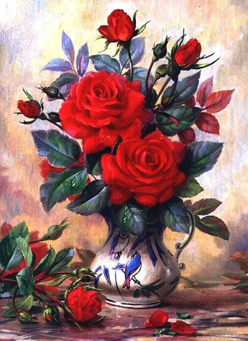 Букет цветов - цветы, букет, розы, живопись - оригинал