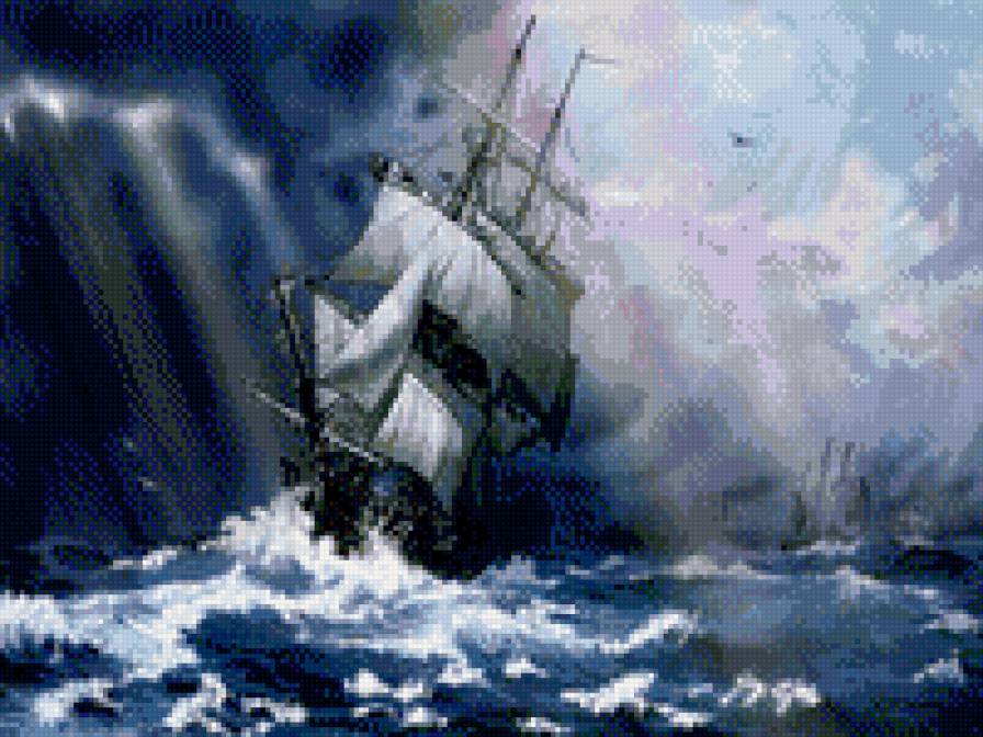 буря в море - корабль, стихия, шторм, погода - предпросмотр