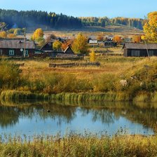 Схема вышивки «Осень в деревне»