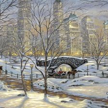 Схема вышивки «Заснеженный город»