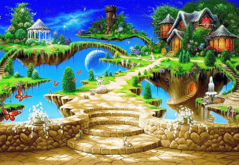 воздушный замок - фэнтази, замок, пейзаж - оригинал