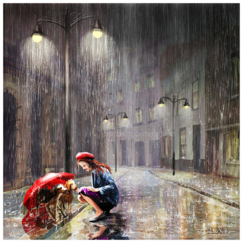 Я укрою вас от дождя,накормлю,обогрею любовью... - живопись - оригинал