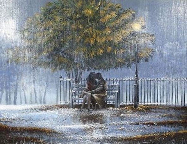 Свидание под дождем - встреча, пара, любовь, двое, дождь, свидание - оригинал