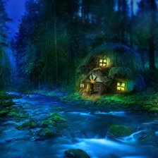 Схема вышивки «хижина у ручья»