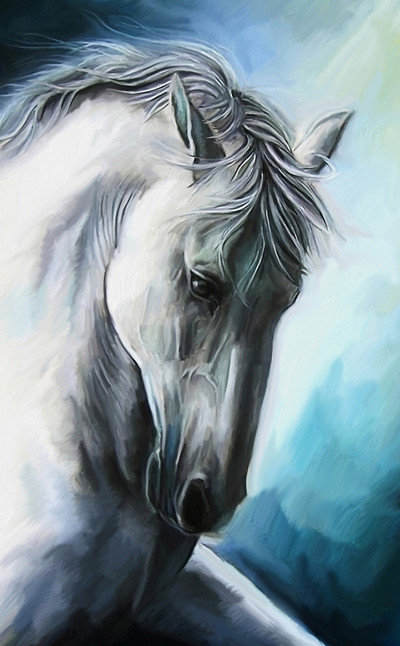 Белая лошадь - лошади, животные - оригинал