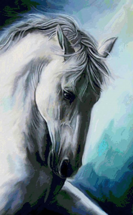 Белая лошадь - животные, лошади - предпросмотр