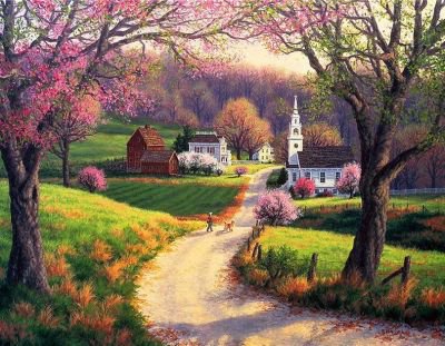 весна в деревне - село, деревня, пейзаж, природа, весна, дорога - оригинал