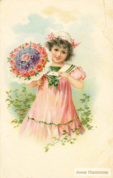 серия "дети" - дети.девочка.цветы.букет - оригинал