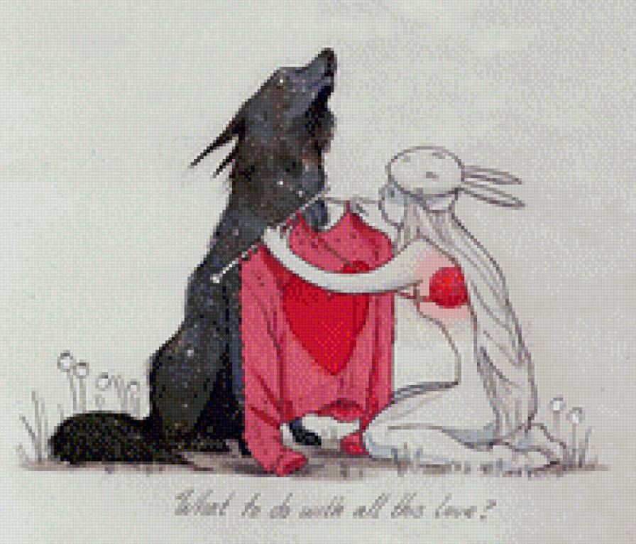 Девушка и космический волк - космический волк., сердце, девушка, любовь - предпросмотр