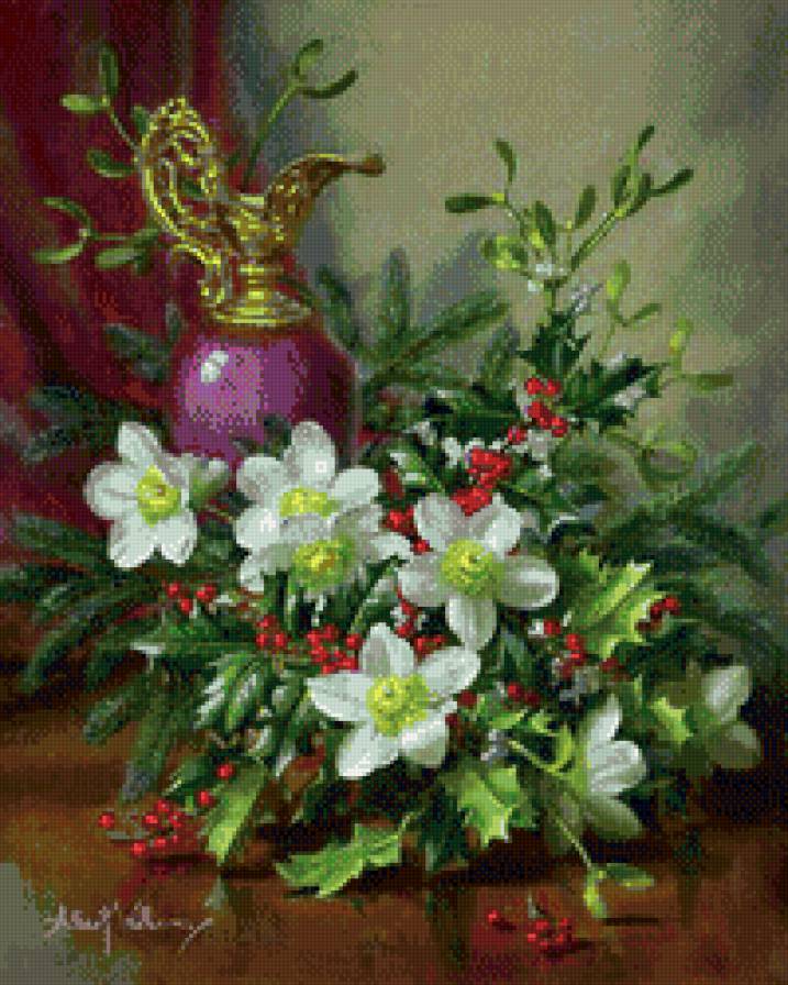 Цветы - букет, ваза, живопись, цветы - предпросмотр