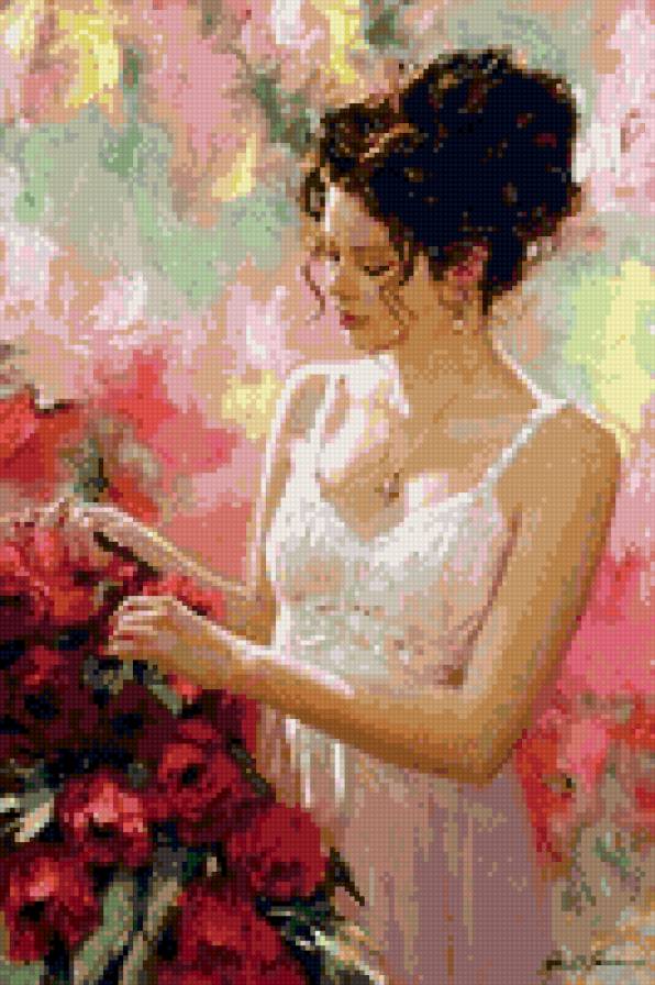 девушка с цветами - предпросмотр