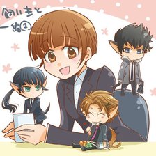 Схема вышивки «Аканэ с питомцами»