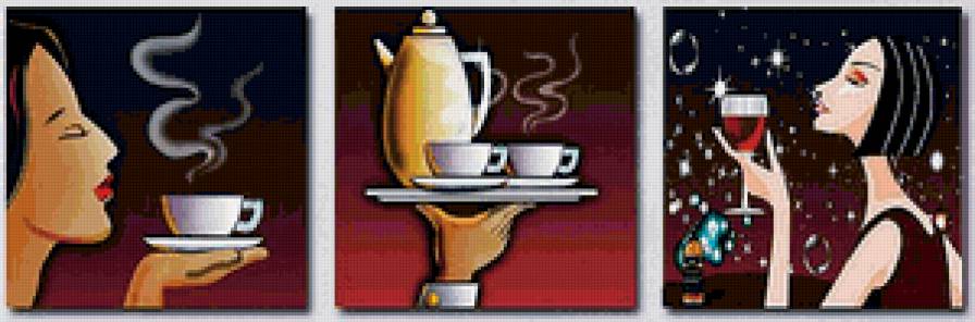 Чаепитие - сегментированные картины - предпросмотр