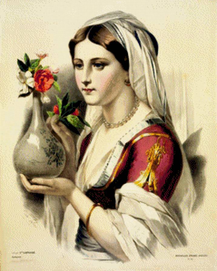 девушка с кувшином - картина, женщины - предпросмотр