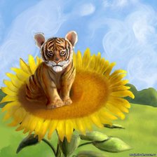 тигренок на подсолнухе