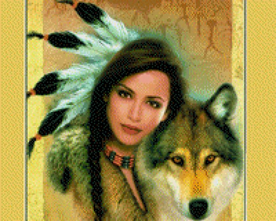 девушка и волк - предпросмотр