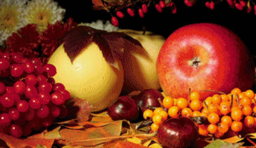 натюрморт - яблоки, натюрморт, груша, фрукты, осень - предпросмотр