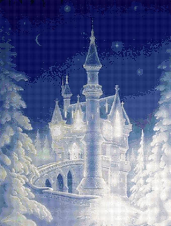 хрустальный замок - пейзаж, замок, зима - предпросмотр