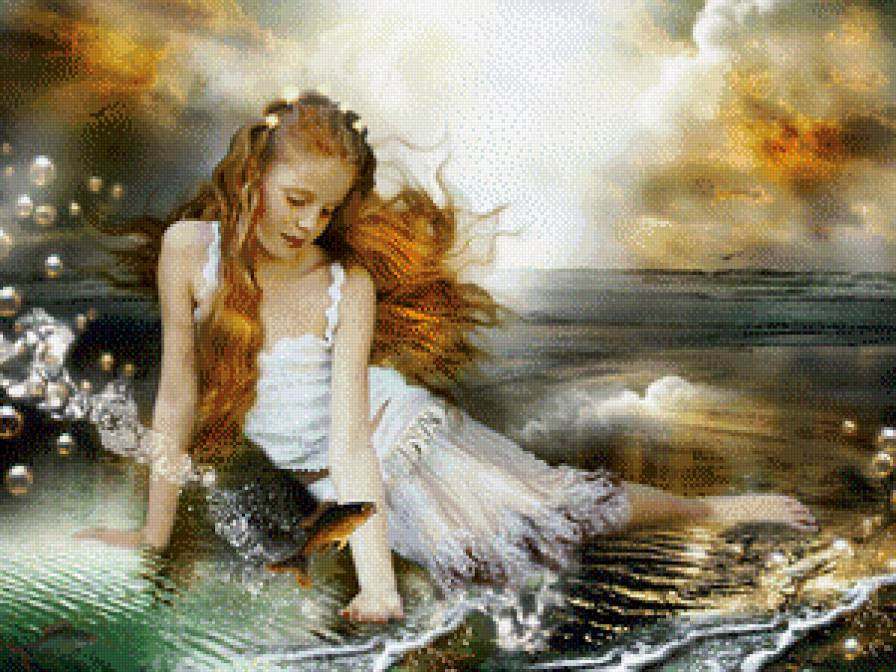 Девочка на берегу - берег, ребенок, море - предпросмотр