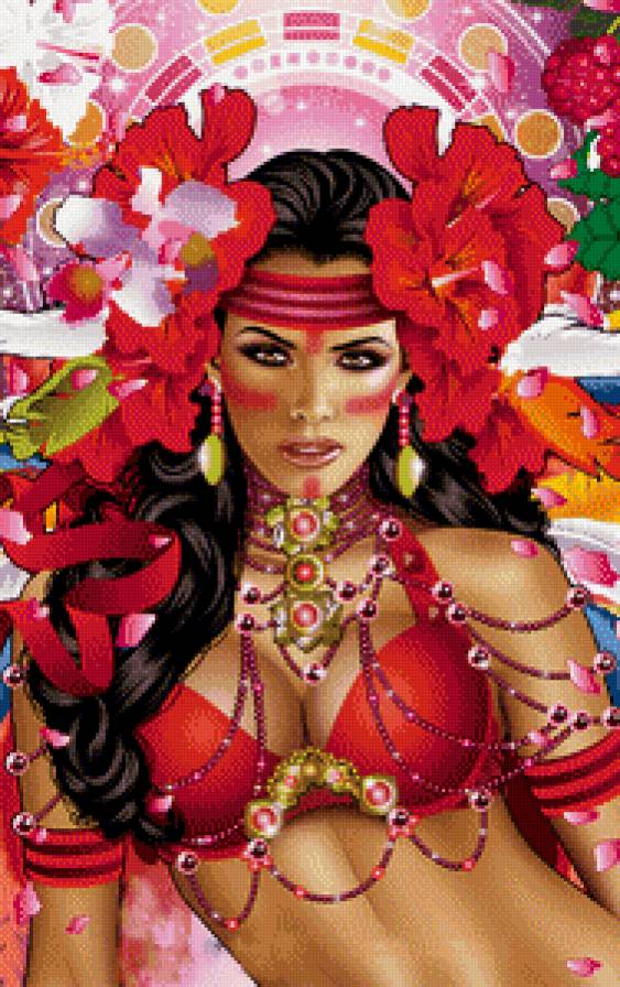 Красотка - цветы, девушка, розы, красотка, бразильянка - предпросмотр