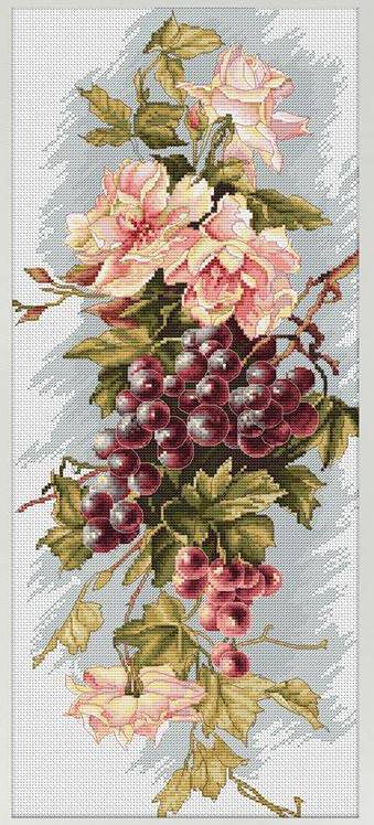 Flores y Uvas - flores - оригинал