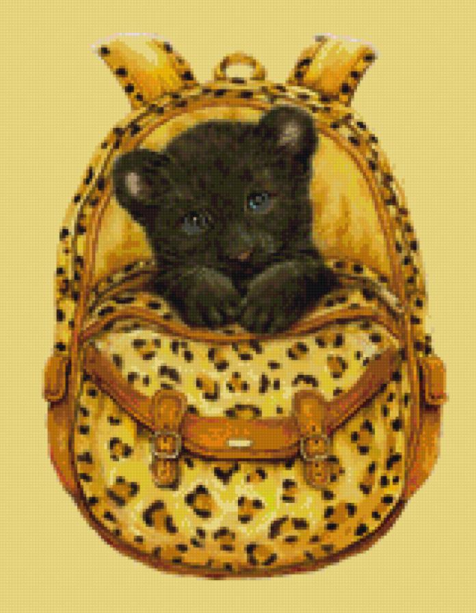 В рюкзаке - идея для подушки, детское, пума, кошка - предпросмотр