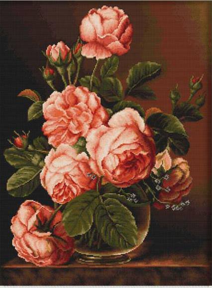 Jarron con Rosas - flores - оригинал