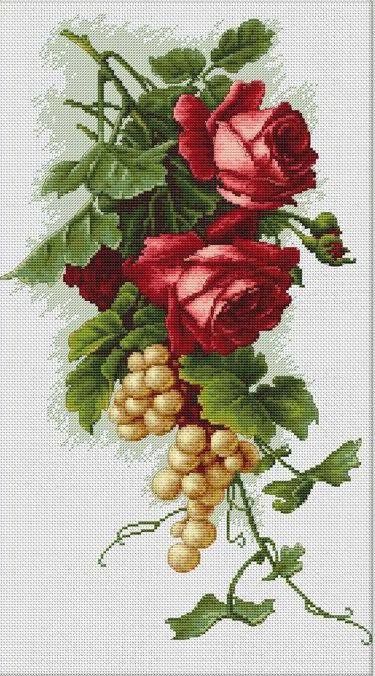 Rosas y Uvas - flores - оригинал