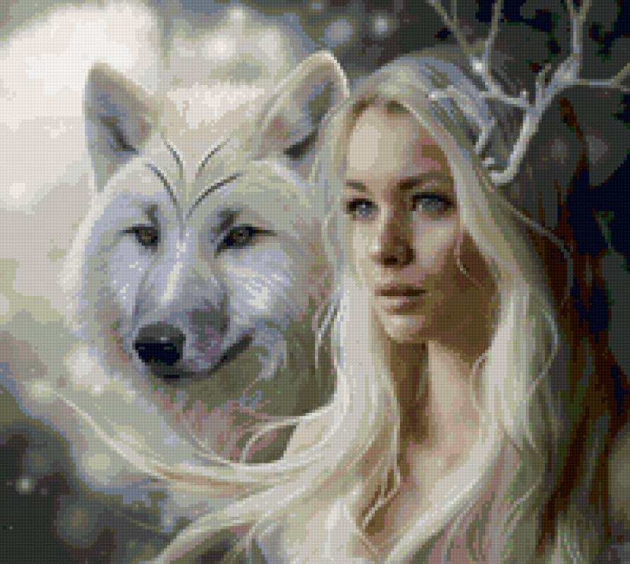 Волчица - девушка, волк - предпросмотр