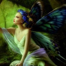 Схема вышивки «девушка с крыльями бабочки»
