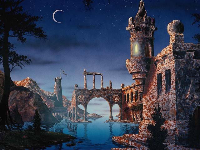 Старый замок - сказка, фэнтези, замок, вода - оригинал