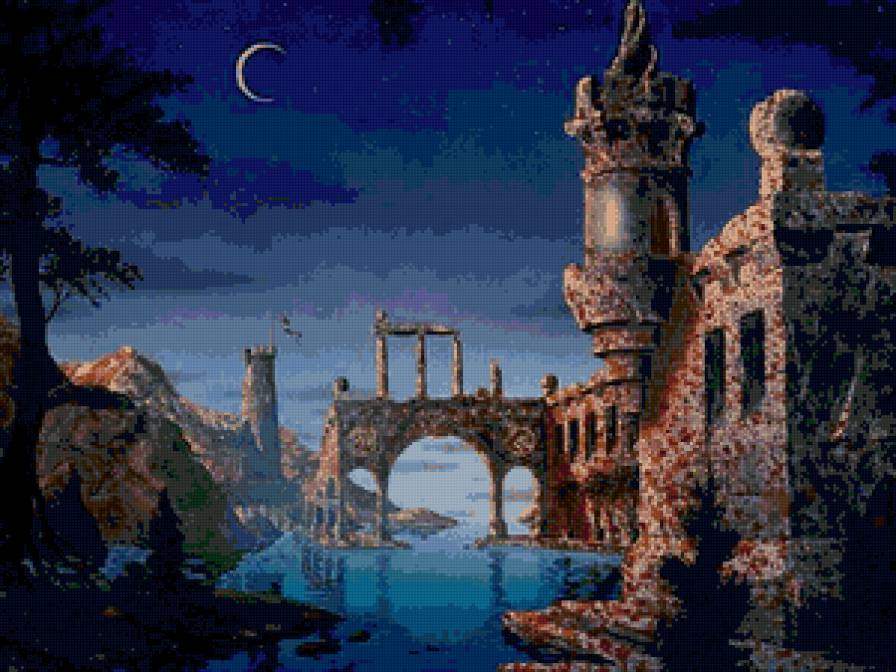 Старый замок - замок, сказка, фэнтези, вода - предпросмотр