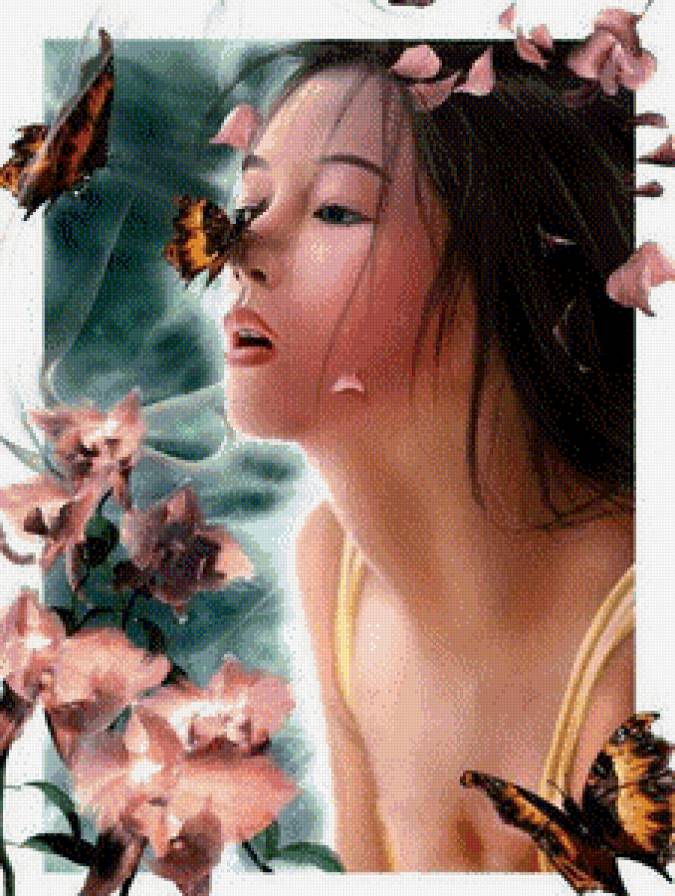 Девочка и бабочки - дети, бабочки - предпросмотр