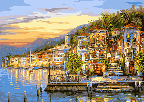 Город у моря - море, дома, город - оригинал