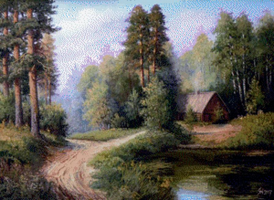 тропинка в лес - дом, деревья, дорога, лес - предпросмотр