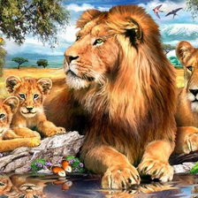 Схема вышивки «Львы»