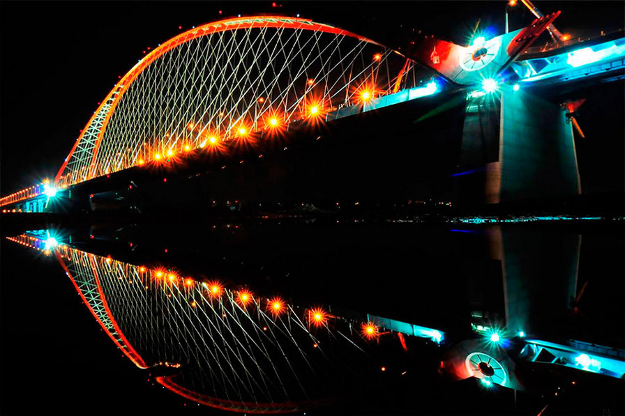 Бугринский мост - мост, ночь - оригинал